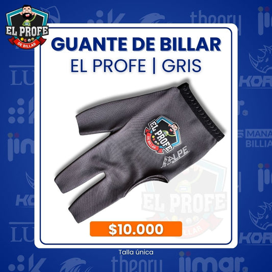 Guante de Billar | El Profe de Billar - Color Gris | Mano Izquierda